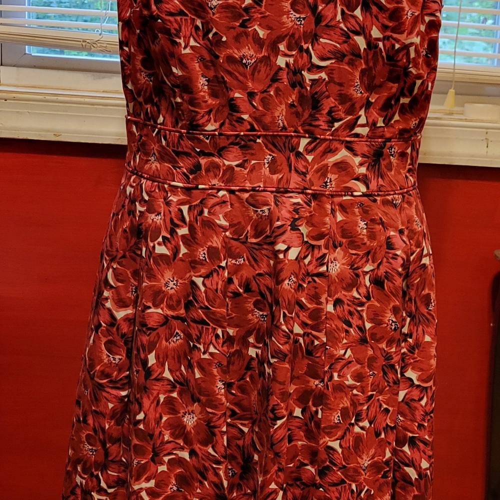 Talbots size 10 red cotton print dress